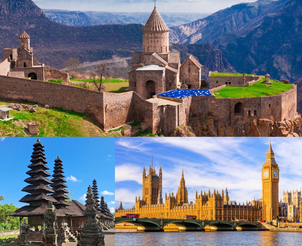 Armenia, Bali, London
